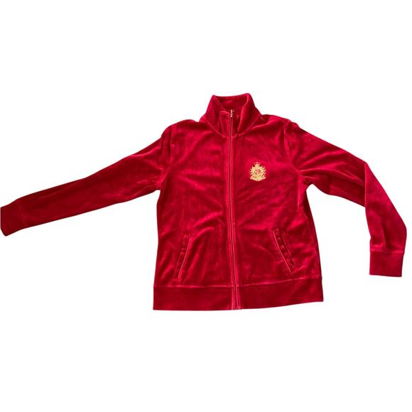 Beautiful Vintage Red Ralph Lauren Active Velvet Track 1967 Jacket Medium PETITE - Picture 1 of 5
